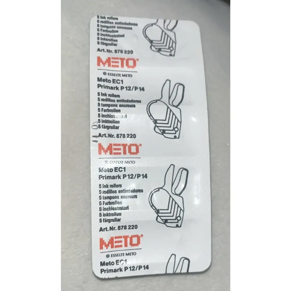 Primark (meto) Black Ink Rollers (5pk) to suit P12 and P14 Priceguns